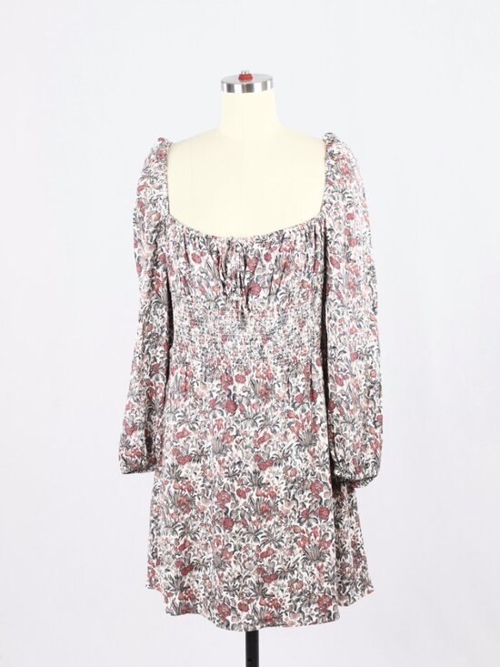 Aritzia Dresses & Skirts - Aritzia SUNDAY BEST Arden Floral Crepe Square Neck Smocked Mini Dress, Size L